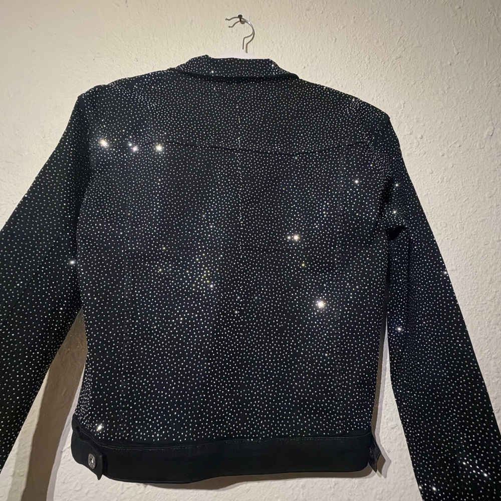 Black Rhinestone-Embellished Women's Jacket - Picture 3 of 4